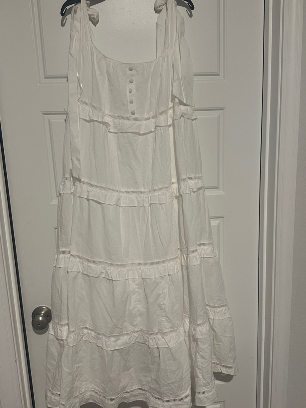 White Tiered Tie-Shoulder Summer Dress